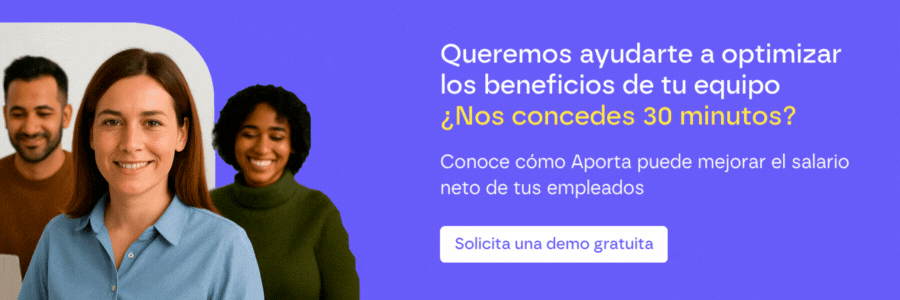 Banner corporativo del blog de Aporta Benefits con CTA para solicitar una demo de la plataforma de retribución flexible.